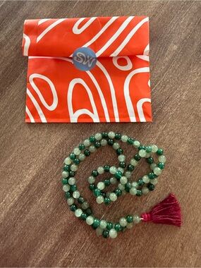 Mala Green Beaded Tassel Necklace